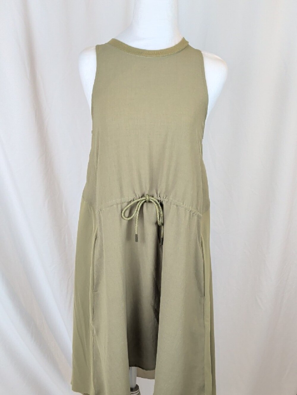 Lululemon Mesh Overlay High Neck Dress - Bronze Green - Size 6 EUC - Picture 8 of 16